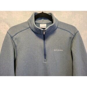 Womens Baby Blue Sweater Fleece 1/4 Zip Med Preppy Camp Rustic Casual Lodge